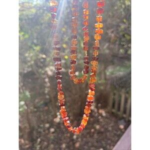 Non-graduated Baltic Honey Amber 20” Necklace Hand Tied Vtg Small Square Beads
